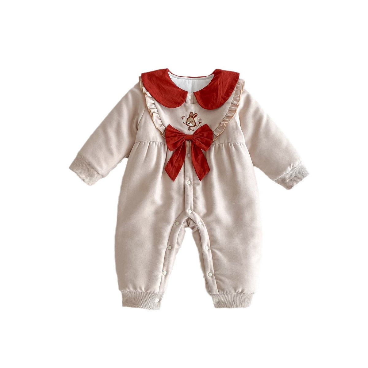 Babies Autumn And Winter Baby Thick Quilted Jumpsuit