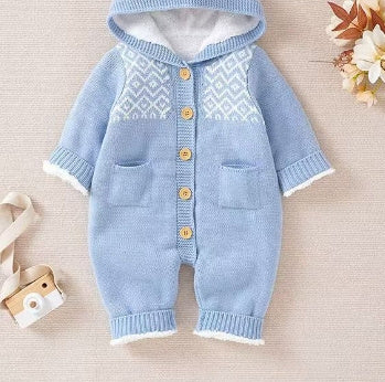 Babies' Knit Jumpsuit Cute Thickening Warm