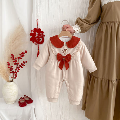 Babies Autumn And Winter Baby Thick Quilted Jumpsuit