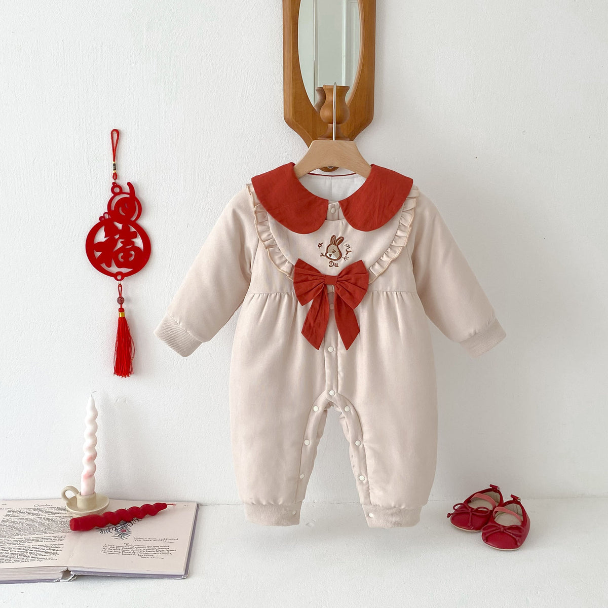 Babies Autumn And Winter Baby Thick Quilted Jumpsuit