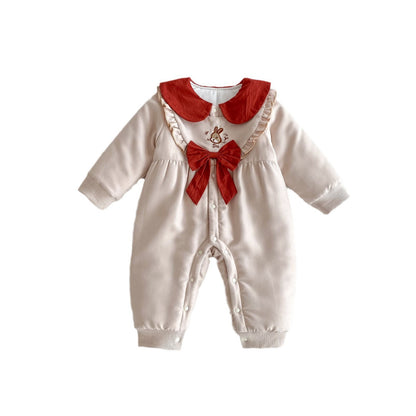 Babies Autumn And Winter Baby Thick Quilted Jumpsuit